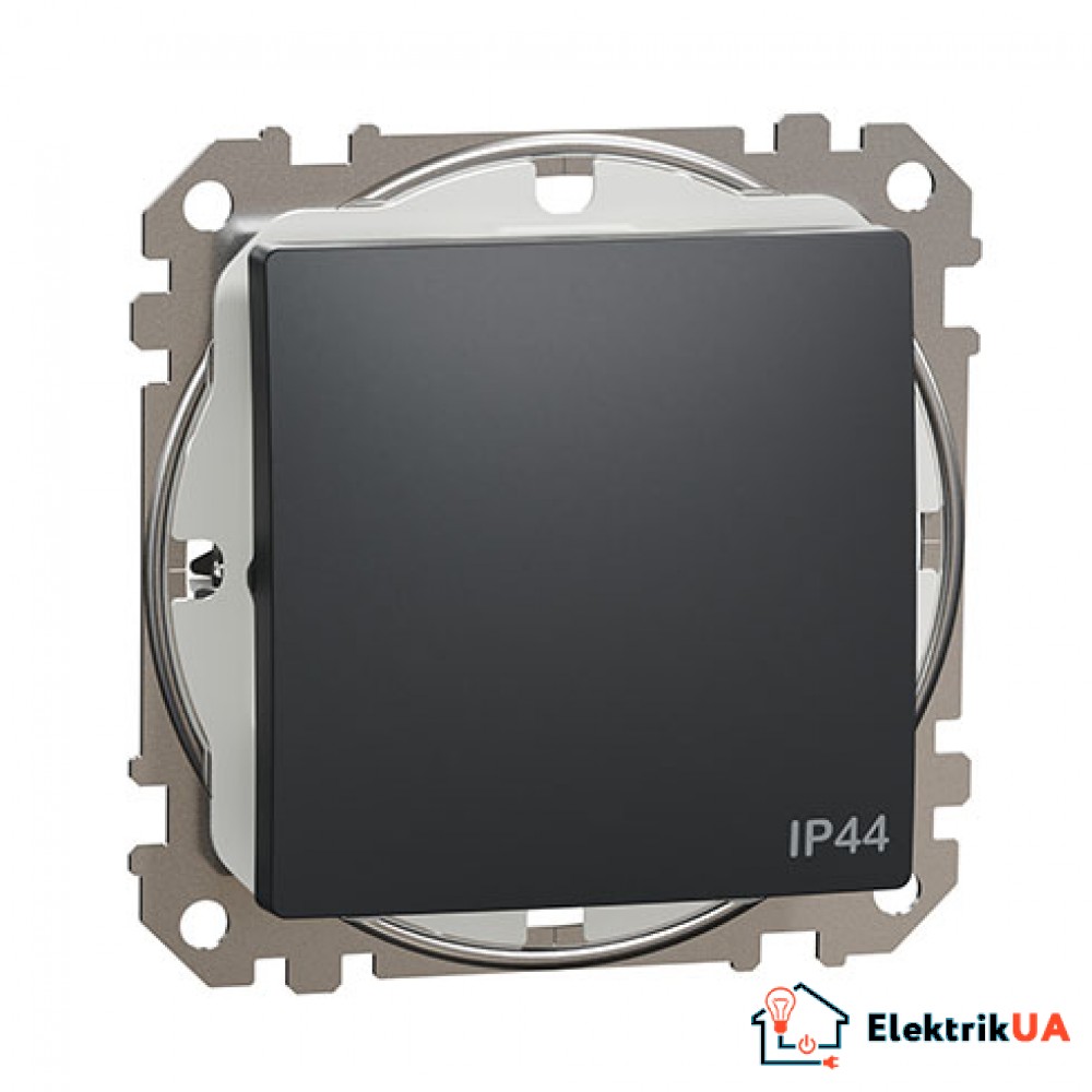 Выключатель одноклавишный проходной водонепроницаемый IP44 Schneider Electric Sedna Design Черный SDD214106